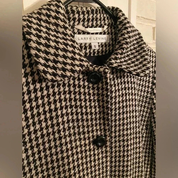 Larry Levine Herringbone Women's Coat Size 6 Black and White Vintage - Picture 3 of 11